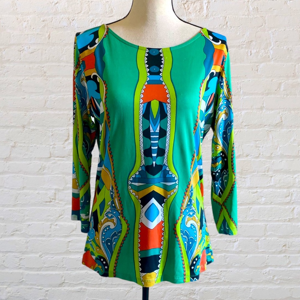 EROW COLORFUL PRINT 3/4 SLEEVE TOP
